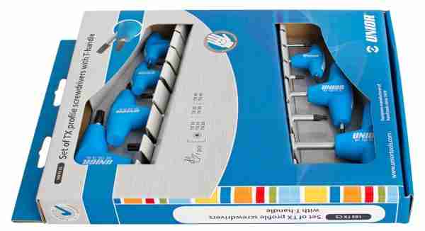 Set of TX profile screwdrivers with T handle in carton box