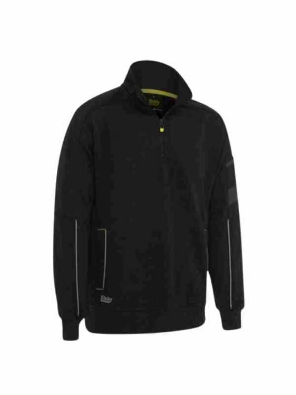 BISLEY FLEECE 1/4 ZIP PULLOVER SHERPA LINED BLACK LARGE