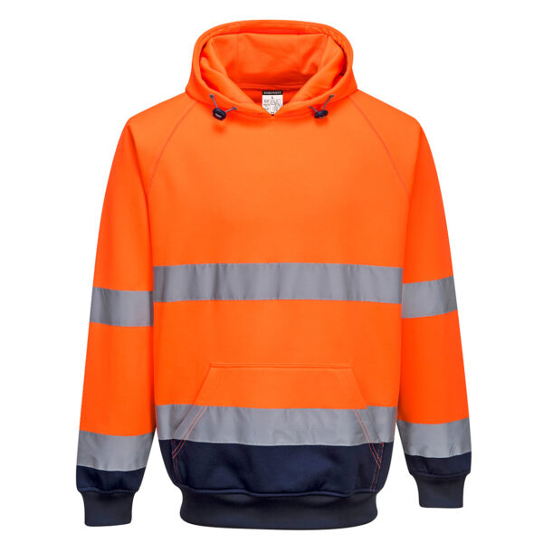 PORTWEST Hi-Vis Contrast Hoodie Orange/Navy SIZE XXL