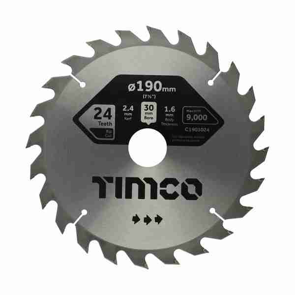 190 x 30 x 24T Circular Saw Blade – General Purpose – Coarse/Medium