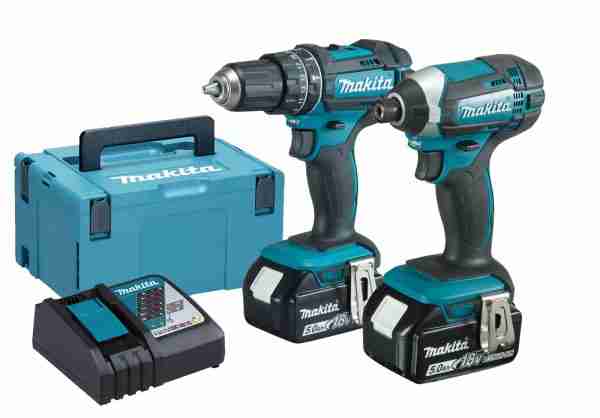 Makita DLX2131TJ 18V LXT DHP482 Combi Drill & DTD152 Impact Driver Twin Pack (2 x 5.0Ah Batteries)