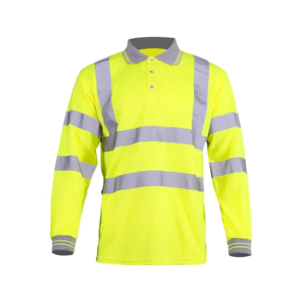 Warrior DWHV34SY Yellow hi-vis long sleeve Polo shirt