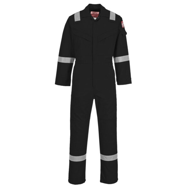 PORTWEST Flame Resistant Super Light Weight Anti- Static Coverall 210g Black SIZE XXL