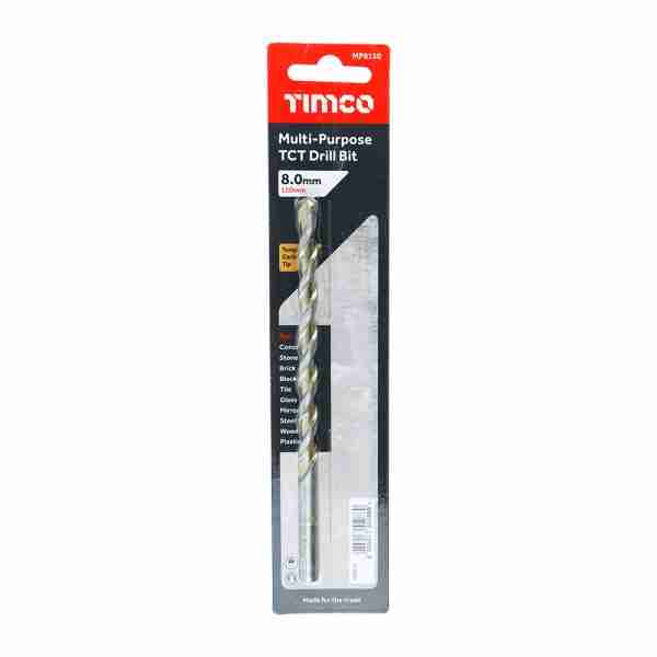 TIMCO 8.0 x 150 TCT Multi-Purpose Drill Bit Blister Pack of 1 EA