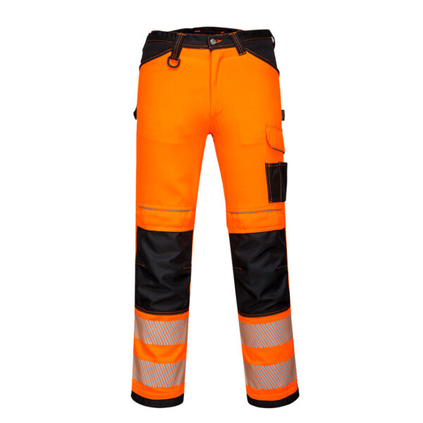 PORTWEST PW3 Hi-Vis Work Trousers Orange/Black SIZE 32