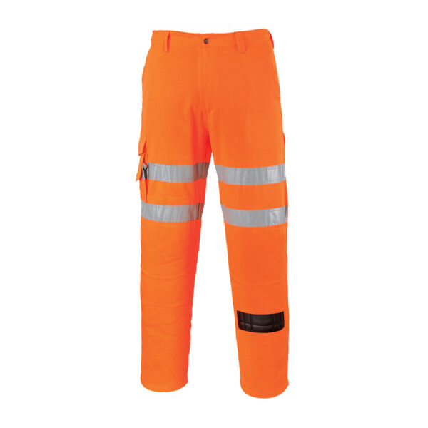 PORTWEST Hi-Vis Rail Work Trousers Orange SIZE M