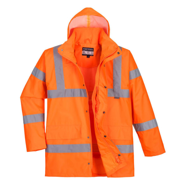 PORTWEST Hi-Vis Breathable Rain Traffic Jacket Orange SIZE L