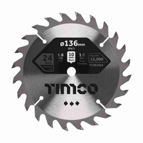 136 x 10 x 24T Handheld Cordless Circular Saw Blade