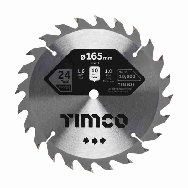165 x 10 x 24T Handheld Cordless Circular Saw Blade