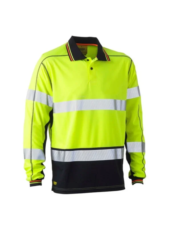 BISLEY HI VIS POLY MESH LONG SLEEVE POLO Yellow-M