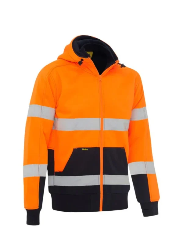 BISLEY TAPED HI VIS FRONT ZIP FLEECE HOODIE Orange