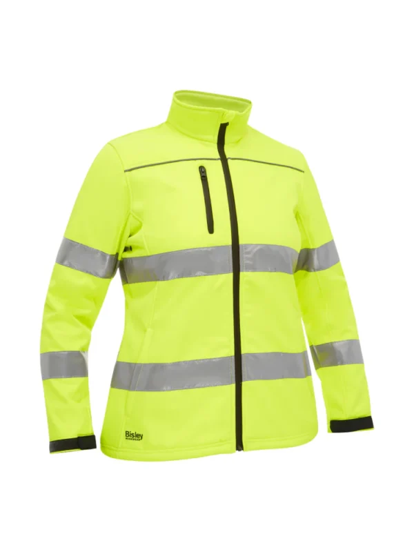 UKJL6069T_BBLY8 WOMEN’S TAPED HI VIS SOFT SHELL JACKET WITH HOOD Yellow SIZE 8