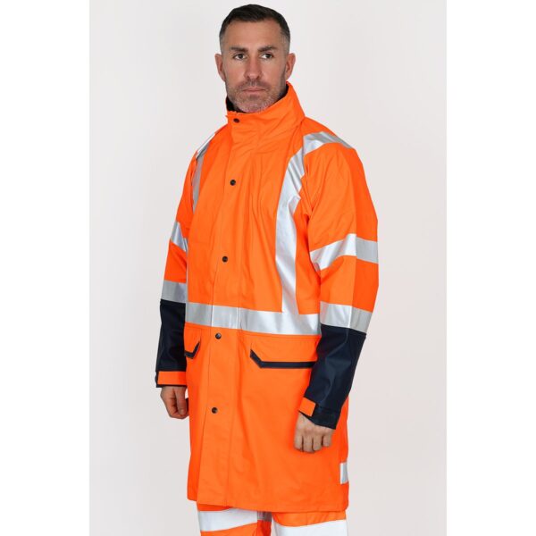 BISLEY TAPED HI VIS STRETCH PU RAIN COAT orange
